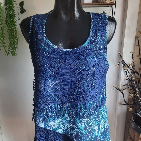 Yvonne Marie Sleeveless Fringe Tunic M - Picture 2 of 9